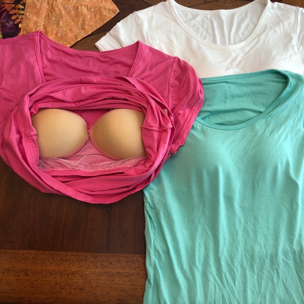 Three t-shirts with built-in bras - Picture 2 of 3